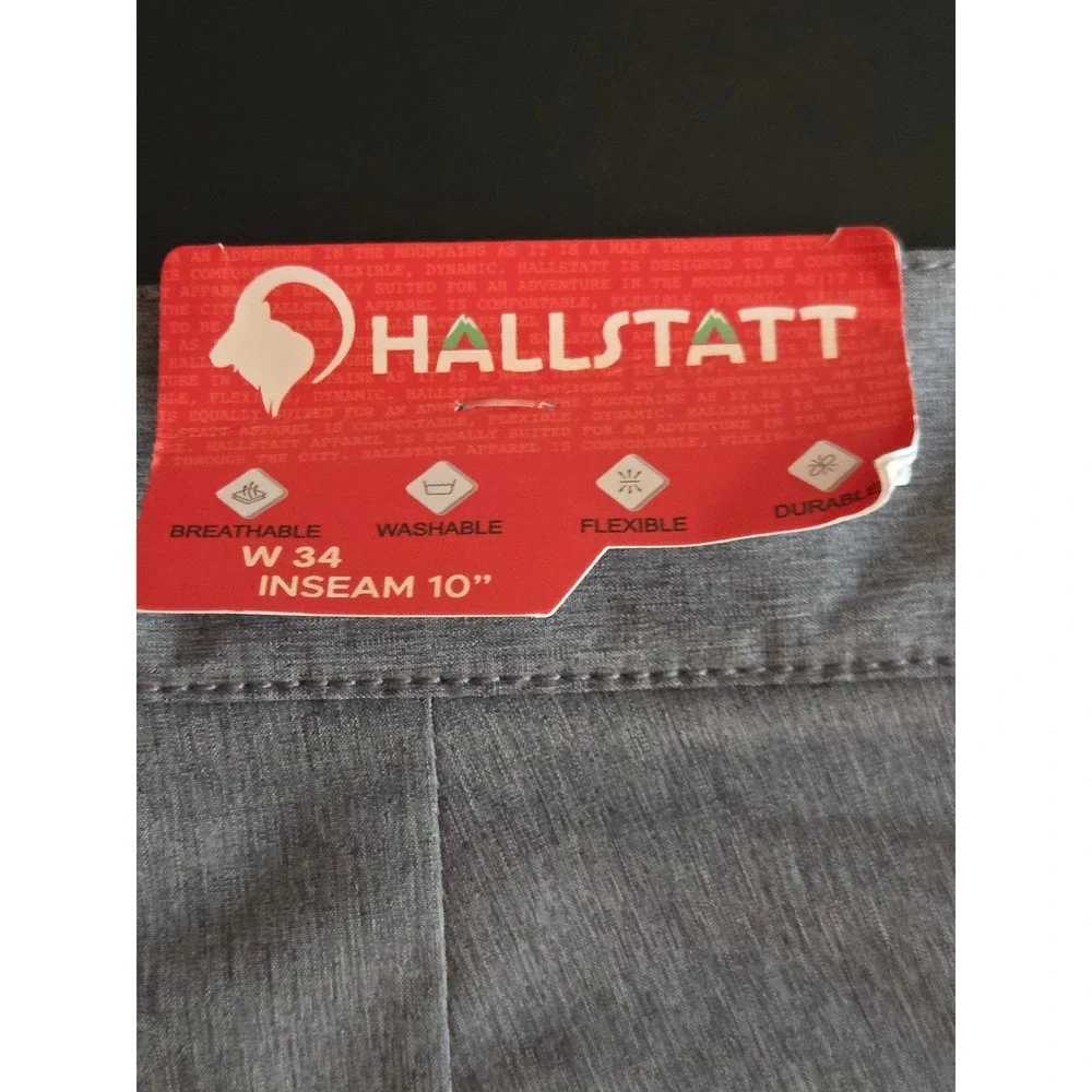 Hallstatt NEW Mens 34 Hybrid Performance Shorts Gray Heather Inseam 10
